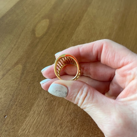 Lux Bond 18k Yellow Gold Fashion Ring With Diamond Pave, Holiday Gift For Her - Picture 9 of 15